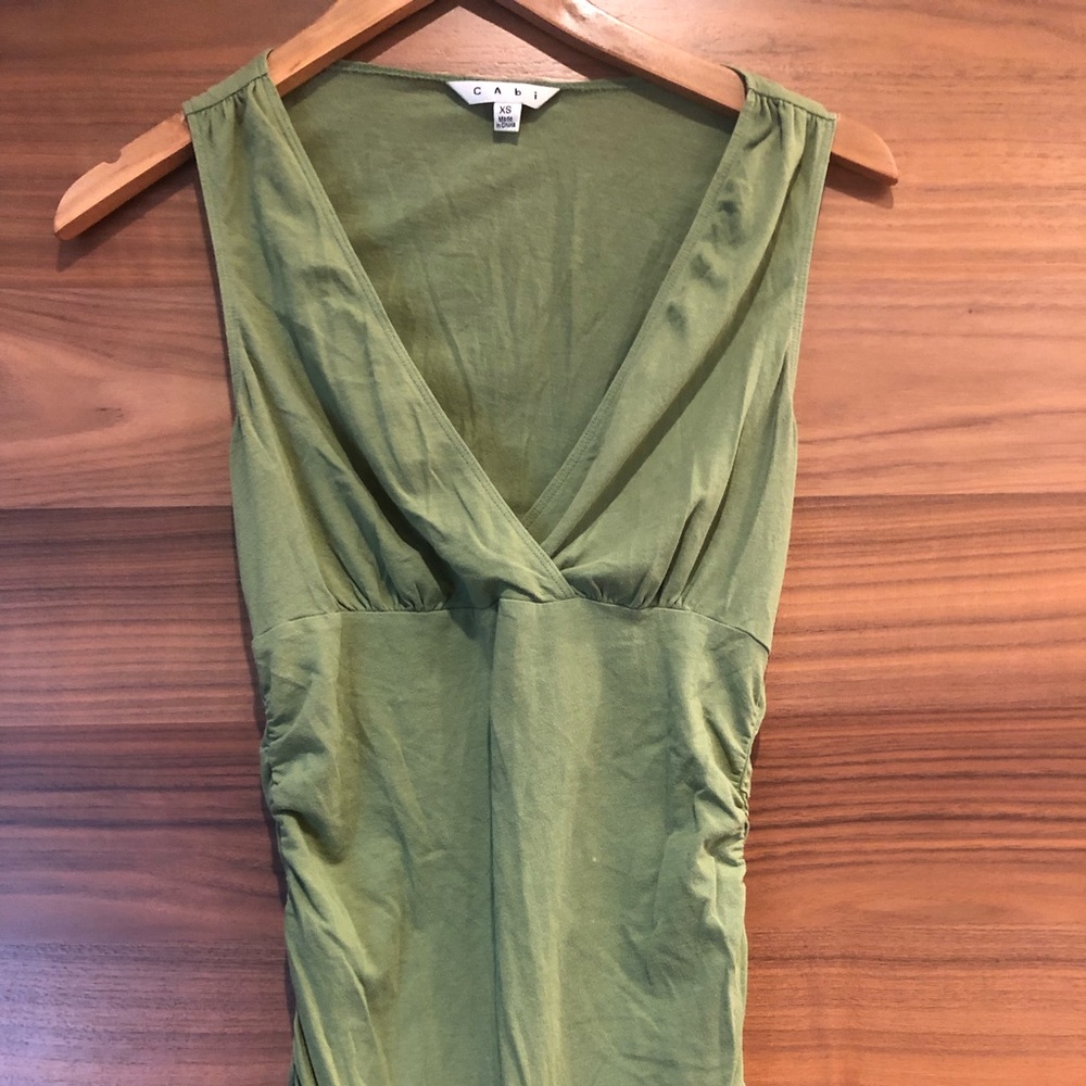Green deep V line blouse